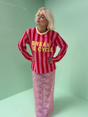 Sof-sleeve med striber - Rød/pink