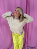 Amy sweater - Gul/lilla striber