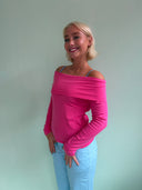 Rose langærmet offshoulder bluse