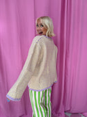 Amy sweater - Gul/lilla striber