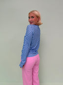 Rose langærmet bluse - Blue dots