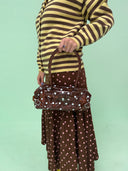 Dina bag med polka prikker - Brun/lyserød polka dots