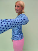Rose langærmet bluse - Blue dots