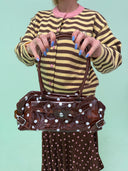Dina bag med polka prikker - Brun/lyserød polka dots