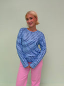 Rose langærmet bluse - Blue dots