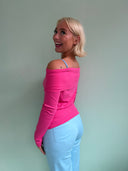 Rose langærmet offshoulder bluse