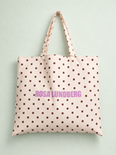 Logo totebag med prikker - gul/brun