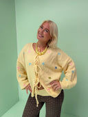Elise cardigan med bindebånd - stjerner