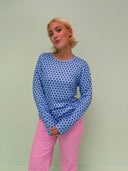 Rose langærmet bluse - Blue dots