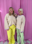 Amy sweater - Gul/lilla striber