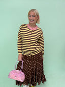 Nora cardigan - Brun/gul