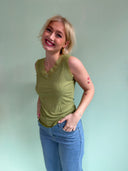 Blonde top i bomuld - Grøn