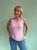 Blonde top i bomuld - Lyserød
