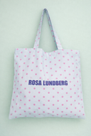 Logo totebag med prikker - blå/lyserød