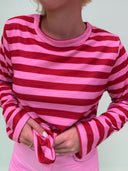 Rose langærmet bluse - Rød/Lyserød