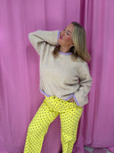 Amy sweater - Gul/lilla striber