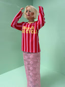Sof-sleeve med striber - Rød/pink