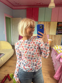 Mesh bluse med muslinger i naturfarver