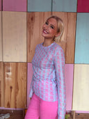 Bell Mesh bluse RL logo - blå/lyserød