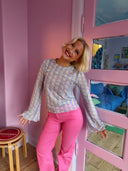 Bell Mesh bluse RL logo - Gul/lilla