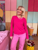 Rose langærmet bluse - Pink