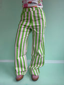 Rosebum Jeans WIDE - lime/lyserød