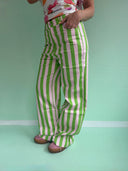 Rosebum Jeans WIDE - lime/lyserød