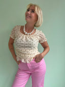 Molly top med prikker - Creme