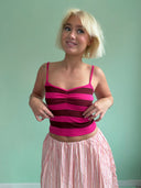 Samet top runched center - Pink/Brun