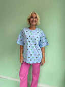 Lui t-shirt med print - Blå med prikker