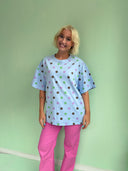 Lui t-shirt med print - Blå med prikker