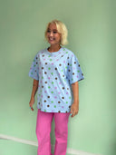 Lui t-shirt med print - Blå med prikker