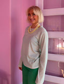 Rose langærmet bluse - Mint med prikker