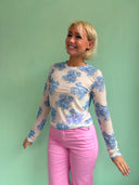 Bell Mesh blå store blomster