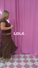Lola prikket t-shirt - Brun/lyserød polka dots