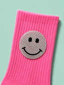 Smiley strømpe med rihnsten