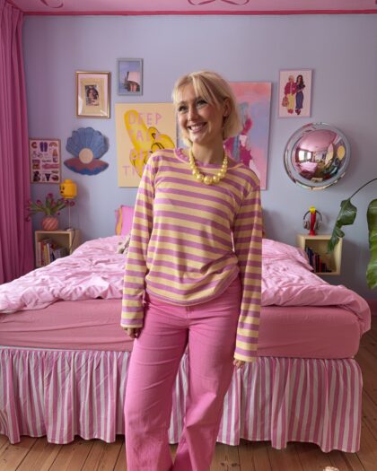 Roseblouse gul/lyserød