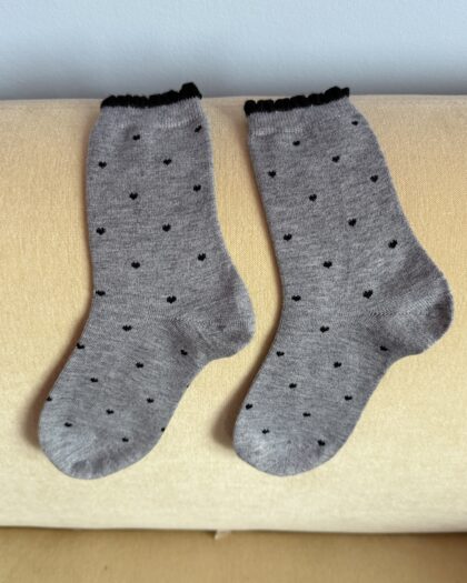 hjerte strømpe lysegrå